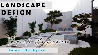 Desain Taman Backyard (Konsep Japandi Contemporer), Tuban - East Java |Enscape 3.3|Archicad 23