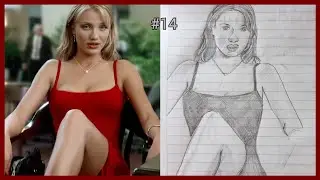 Dibujando  a Cameron Diaz en lapiz negro✏🗒