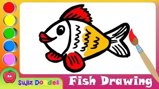 DRAW GOLDEN FISH | COLOURING AND PAINTING | Tutorial for Kids, Toddlers #art #drawing #fish