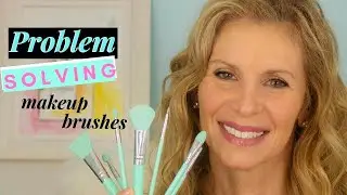 Full Face of Silicone Brushes with Makeup on Over 50 Skin