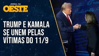 Trump e Kamala Harris dão aperto de mãos em solenidade do 11/9