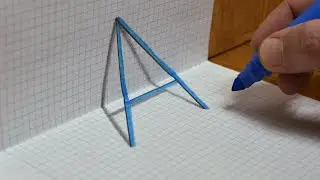 Как нарисовать 3Д по клеточкам буква А  3D Trick art