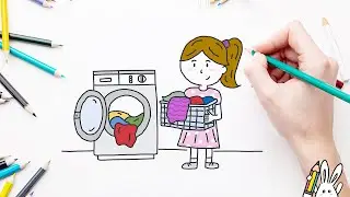 How to draw a person washing clothes