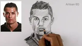 Cristiano Ronaldo Face Portrait Drawing - how to draw Ronaldo step by step