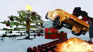 Lego Christmas Tree Cars Crashes | Brick Rigs