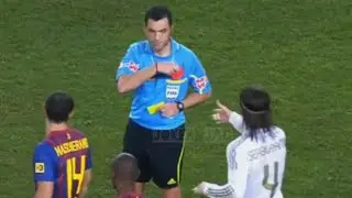 Ramos congratulates referee for giving him a Red Card
