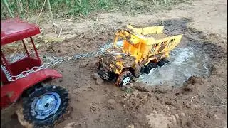 Tata Truck Heavy Loading || Fell into The Deep Pit Mud And Helping swraj tractor || Rk Toy ||