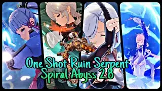 Ayaka Shinra Tensei One Shot Ruin Serpent Spiral Abyss 2.8. 4K. Genshin Impact
