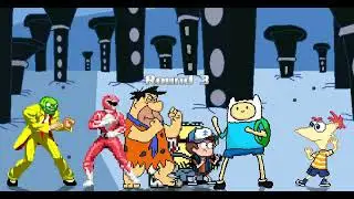Mugen Request Red Ranger, The Mask, Fred Flintstone & Wakko Warner VS Finn, Phineas, Dipper & Dave