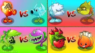 Snap Pea vs Chomper, Fire Pea vs Snow Pea, Cold Snapdragon vs Snapdragon, Apple Mortar vs A.K.E.E.!