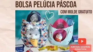 BOLSA PELÚCIA COM BOLSO OVAL PARA PÁSCOA