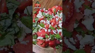 Game Changing Watermelon Strawberry Feta Salad Recipe | Summer Salad Must-Try! #shorts #food #recipe