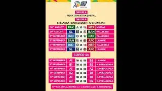 Schedule for Asia Cup 2023 