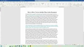 How to Move Text to Another Place in the Document