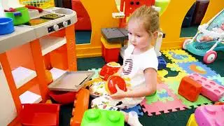 Indoor Playground with Dominica. Funny time in Indoor Park for kids