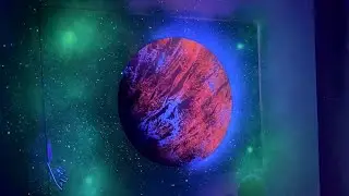 Fluorescent! Planet painting with spray paint