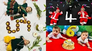 0 to 12 month twin baby Photoshoot ideas at home | twin baby Photoshoot | preterm twins year journey