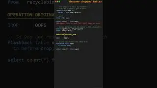 Recover dropped tables with FLASHBACK TABLE 