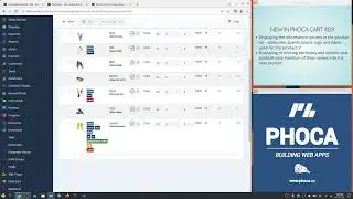 Phoca Cart Attributes and Options (information column, list of existing attributes and options)