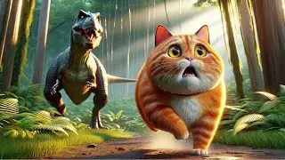 Time-Traveling Toilet: Cat In Jurassic Forest 🚽🐈🦖 #cat #cutecat #cute