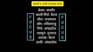 मसाले व उनके उत्पादक राज्य 🙂#FOCUS