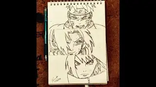 Naruto x Sakura x Sasuke : Speed Drawing (ASMR Sketch)