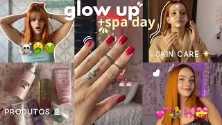 GLOW UP + SPA DAY em casa 💐 | skin care, banho premium, unhas ✨