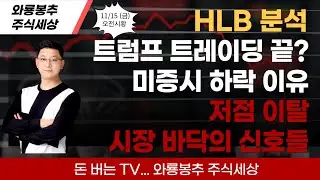 [오전시황]  HLB 분석 / 트럼프 트레이딩 끝? 미증시 하락 이유 / 저점 이탈. 시장 바닥의 신호들