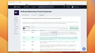 A preview of Transistor's AI transcript feature