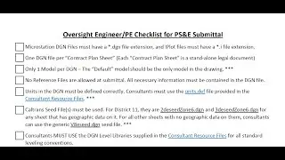 District 11 PS&E Submittals and Oversight Engineer Checklist