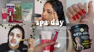SPA DAY em casa | um dia de autocuidado ~skin care, rotina capilar, sobrancelha e unhas~ 👳‍♀️
