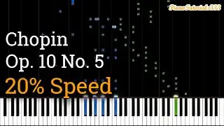 Chopin - Etude Op. 10 No. 5: Black Keys (Slow Piano Tutorial) [20% Speed]