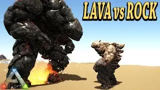 ARK LAVA ELEMENTAL VS ROCK ELEMENTAL!! Ark Survival Evolved Dino Battles Rock Golem vs Lava Golem