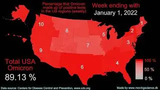 Omicron variant of concern (coronavirus) spreading in the US regions (data visualization)