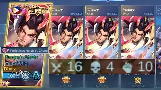 WINSTREAK USING THIS BUILD AND DRAGON SHADE M5 SKIN! | YU ZHONG PERFECT COMBO! - MLBB