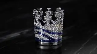 Diamond Crown Ring with Royal Blue Sapphire Visualization