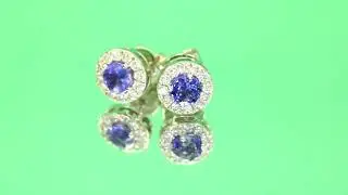 Second Hand 18ct Gold Tanzanite and Diamond Cluster Halo Earrings (SH6826)