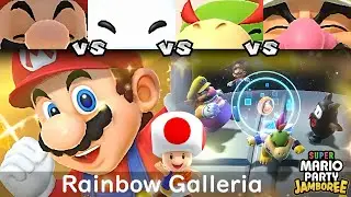 Super Mario Party Jamboree Mario vs Ninji vs Bowser Jr vs Wario in Rainbow Galleria