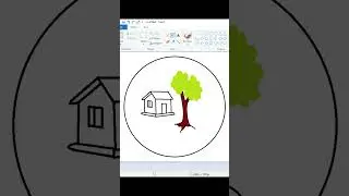 "Simple & Serene: House in a Circle Art | MS Paint #Shorts"