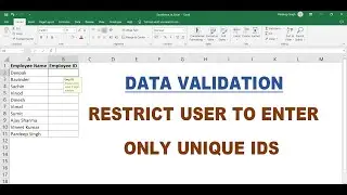 Custom Data Validation In Excel  in Hindi | Excel Data Validation