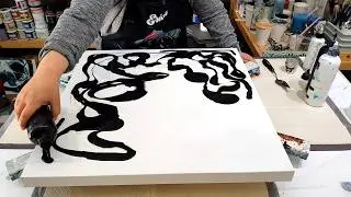 OMG!😍 Come check this one out!! Black/White and SPARKLE!! Acrylic Pour Painting