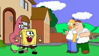 Mugen #90 SpongeBob & Patrick vs Homer Simpson & Peter Griffin