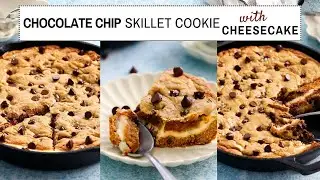 Cheesecake Stuffed Skillet Chocolate Chip Cookie