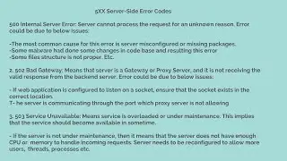13. 5XX Server Side Error Codes, 501 Internal Server Error, 502 Bad gateway, 503 Service Unavailable