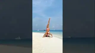Fit Girl. Yoga on The Beech by Sexy Girl Vlada MultiLandi 