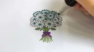 Coloring picture of colorful bouquet of flowers