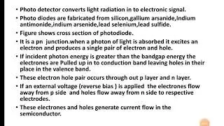 Photodiode(photo detector), direct and indirect absorption.