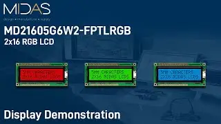 2x16 RGB LCD - MD21605G6W2 FPTLRGB - Midas Displays