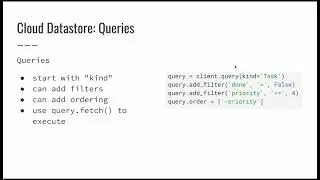 CS1520 Lecture 21: Using Queries in Google Cloud Datastore
