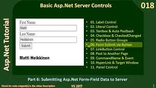 Basic Controls | Part 6 - Submit Form Data via Button | Asp Net Tutorial #018
